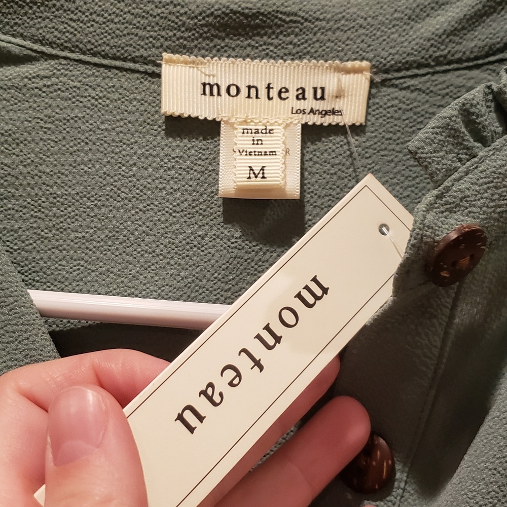 Monteau Pale Green Dress M - Picture 2 of 3